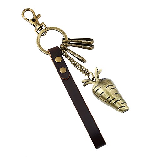 Boowhol-Nette kreative Legierungs-Karotten-Keychain bastelt Retro- Luxusauto-Rindleder-Keychain-Anhänger