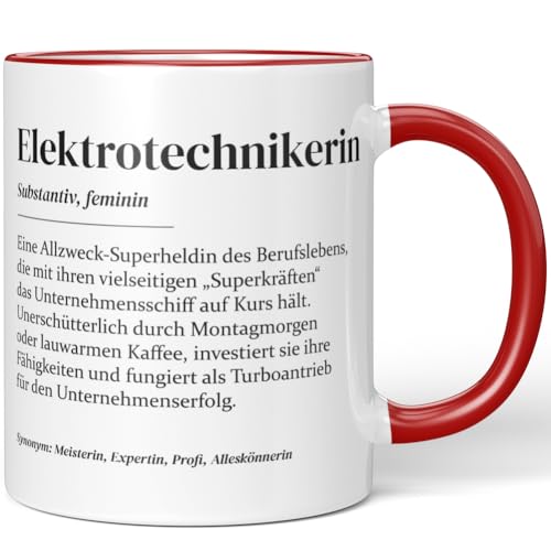 JUNIWORDS Tasse, Definition Elektrotechnikerin, Rot (7211085)