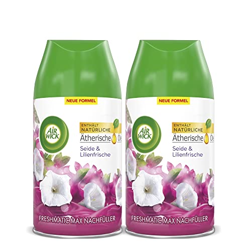 Air Wick Freshmatic Max Raumspray DUO – Nachfüller für den Air Wick Freshmatic Max – Duft: Seide und Lilienfrische – 2 x 250 ml Nachfüller