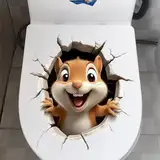 Tier 3D WC Aufkleber Lustige Katze Hund Eichhörnchen Toilettensitz Abdeckung Dekoration Wasserdicht Toilettensitz Deckel Aufkleber Badezimmer Wandaufkleber (Eichhörnchen)