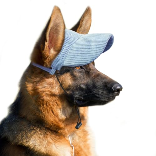 Hunde Baseballmütze - Basecap Verstellbar Sonnenschutz - Hut Hundecap mit Ohrlöchern - Hunde Sonnenhut Benutzt für Sonnenschutz - Hunde Mütze Geeignet für kleine, mittlere und große Hunde (L, Blau)