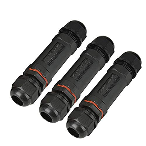 Willingood Kabelverbinder, 3er-Pack, wasserdicht IP68, Verbindungsbox, Verbindungsmuffe für Ø1-13 mm Kabeldurchmesser, Kunststoff, Schwarz