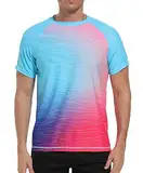 VAYAGER Herren UV Shirt Rash Guard T-Shirt Schwimm Shirt UPF 50+ Badeshirts,schnell trocknend, lockere Passform, Wassersurf-Shirt(Blau Rot L)