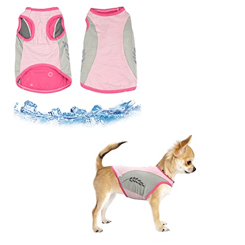 Hundekühlweste,Sommer Cool und Bequem Hundemantel Atmungsaktiv Mesh Hundejacke mit Reflektorstreifen,Leichte Hunde-EIS-Kühlung T-Shirts für kleine bis mittelgroße Hunde (Pink, M)