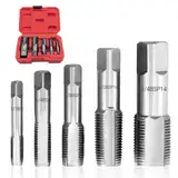 5-teiliges BSP-Rohrgewindebohrer Set, 1/8, 1/4, 3/8, 1/2, 3/4 Zoll Kohlenstoffstahl Handgewindebohrer-Set für Genaue Gewinde, Verschiedene Rohrleitungs Mechaniker DIY Rohrgewindeschneider