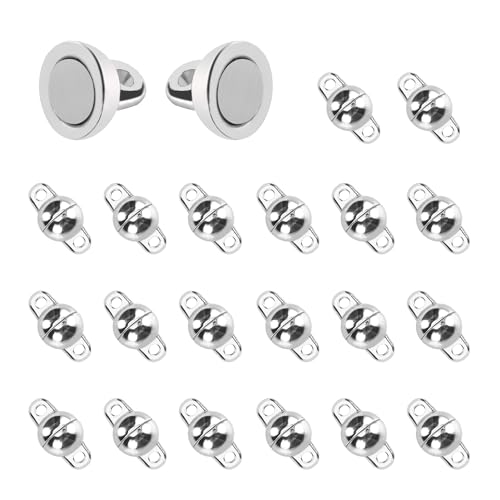 20 Stück Schmuck Magnetverschlüsse – runde Magnetverschlüsse (6mm) aus rostfreiem Metall, starker Magnetverschluss für Halsketten, Armbänder & Fußkettchen | Einfache Handhabung, für DIY-Schmuck