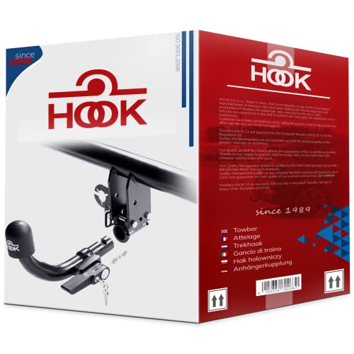 Hook Anhängerkupplung horizontal abnehmbare AHK kompatibel mit Mazda CX-5 I 04.2012-2017 + universell Elektrosatz 13-polig