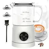 4 in 1 Milchaufschäumer Elektrisch und Milchwärmer, Automatische Milchschäumer für Heiß & Kalt, Elektrischer Milchaufschäumer Visuelles Glas, Schaum Maker für Kaffee, Latte, Cappuccino, Weiß