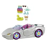 Barbie Extra, Barbie Auto Cabrio, in silber, mit beweglichen Rädern inkl. Barbie Zubehör wie Barbie Kleidung und Haustier, Spielzeug ab 3 Jahre, HDJ47