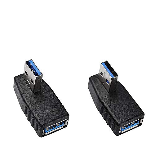TANCUDER 2 Stück USB 3.0 Adapter 90° Abgewinkelt Rechtwinklig und Linker Winkel-Stecker für Kabel, Computerzubehör Schwarz