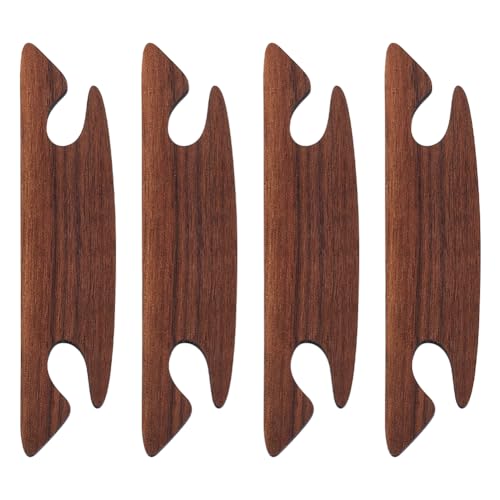 BENECREAT 4 Stück Walnuss Strickwebstuhl Schiffchen, 12x2.6 cm Braunes Webschiffchen, Handgefertigte Strick-Webstuhl-Werkzeuge Zum Weben, DIY-Bastel-Webzubehör, 3mm Dick