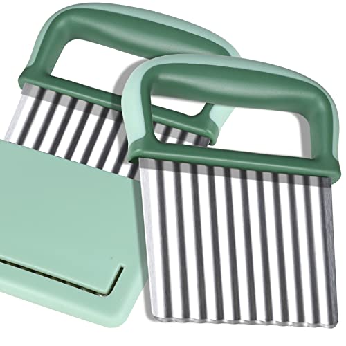 misppro Knisterschneider, gewelltes Messer-Set aus Edelstahl, Gemüseschneidewerkzeug für Kinder und Erwachsene