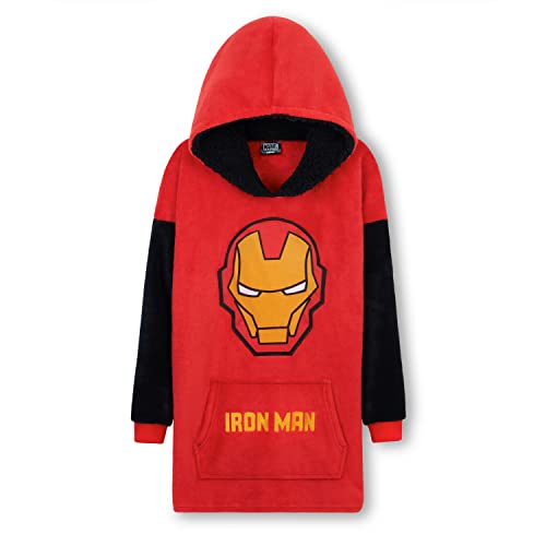 Marvel Übergroße Hoodie Kinder Jungen Warme Fleece Oversize Kapuzenpullover Teenager Jungen Mädchen Flauschige Hoodie Decke mit Ärmeln Avengers Hausanzug Einheitsgröße (Rot)