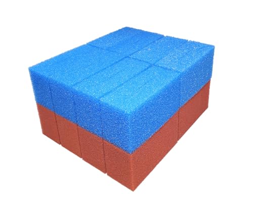 Steppan 16 Filterschwämme 8 x BLAU und 8 x ROT geschlitzt für Biotec 12 + 12 Screenmatic 21,5 x 10 x 9 cm BLAU Grob = PPI 10 ROT Fein = PPI 30
