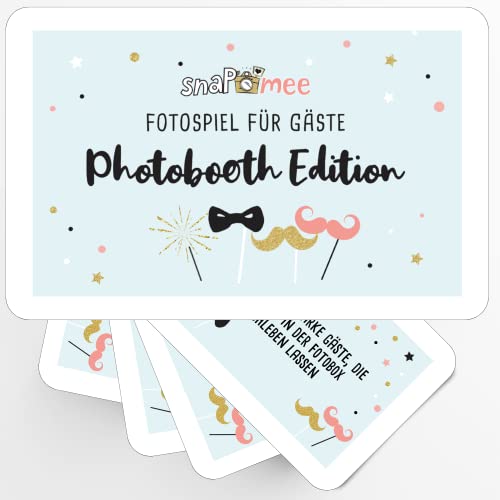 Fotospiel Fotobox Hochzeit by snaPmee - 50+4 Fotoaufgaben - Spiel für Gäste & Brautpaar - Requisite, Accessoire, Zubehör Photobooth