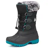 Mishansha Winterstiefel Mädchen Wasserdichte Schneestiefel Kinder Winterschuhe Jungen Schneeboots Rutschfest Winterboots Kinderstiefel Schwarz Blau,Gr.35