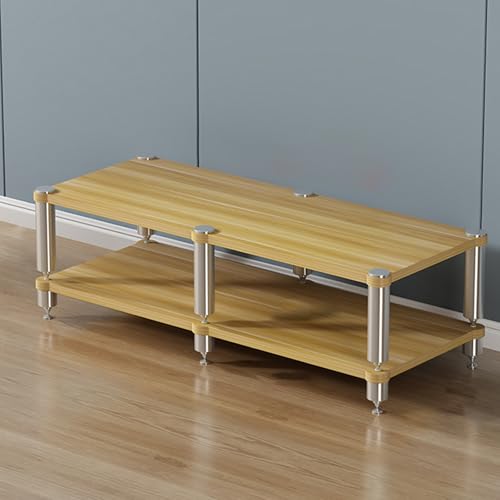 Robustes Audio-Regal für AV-Geräte, 42 cm hoch, mehrschichtiger Medienständer für Verstärker, Plattenspieler und Stereo-Receiver, robuste Audio-Video-Möbel (helles Holz)