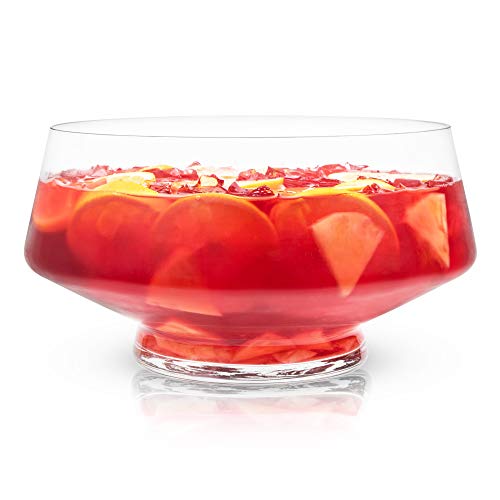 Viski Glas-Bowleschale mit Standfuß, Schale mit schwerem Sockel und angeschrägtem Design, Party-Serviergeschirr für Cocktails, funktionales Herzstück, 1er-Set, klar