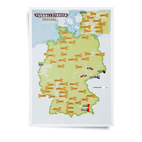 Rubbelposter Deutschlandkarte Fußballstadien - Perfektes Fußballgeschenk - Bundesliga - Maps International - 30 (B) x 42 (H) cm