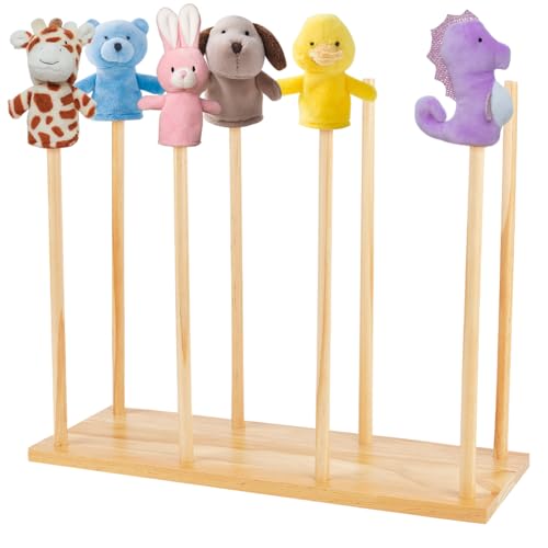 FINGERINSPIRE Holzpuppenständer (Hält bis zu 8 Puppen) Natürliche Holzfarbe Bildung Holzpuppe Baum Puppe Puppendisplay Halter Anti Crush Handpuppen Lagerung Rack Puppen DIY Craft Displays
