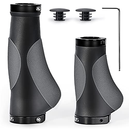PRUNUS Fahrradgriffe Ergonomisch Lang Kurz, Fahrradgriffe Drehgriffschaltung, 22mm Fahrrad Griffe/Lenkergriffe mit Doppel-Lock-On-Design, Fahrradlenker Griffe für MTB,Rennrad,Scooter u.s.w.