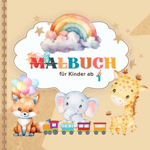 Kritzelbuch ab 1 Jahr: Malbuch und Kritzelbuch für Kleinkinder ab 1 Jahr | Erstes Ausmalbuch mit großen Motiven, Fahrzeuge, Tiere, Früchte und mehr zum Ausmalen | Förderung der Kreativität und Motorik