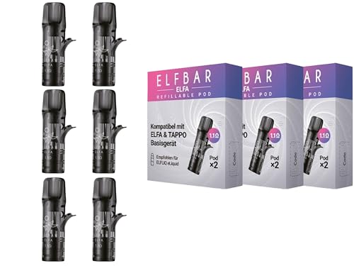 6x Elfbar ELFA Leer Pods zum nachfüllen Refillable Pods Selbstbefüllbar - 2 Stück pro Packung je 2ml - ohne Nikotin - ohne Liquid