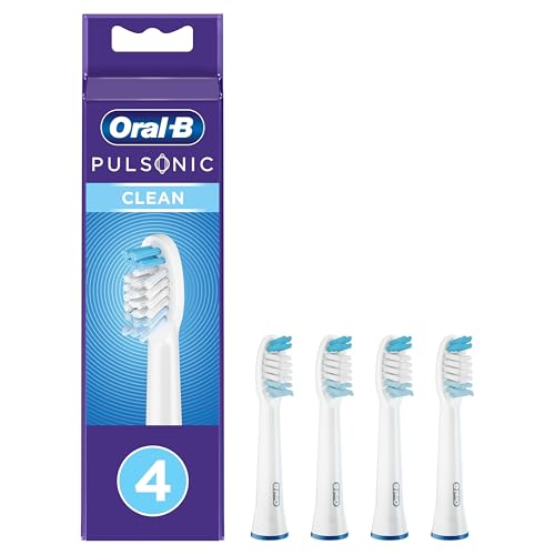 Oral-B Pulsonic Clean Aufsteckbürsten für Schallzahnbürsten, 4 Stück, Zahnbürstenaufsatz für Oral-B Schallzahnbürste