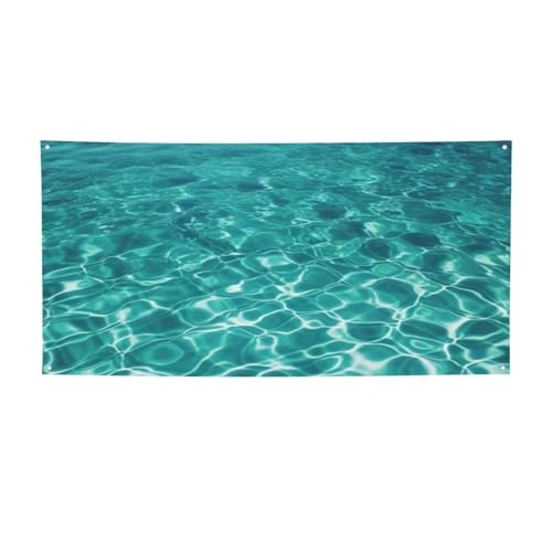 Große Banner und Schilder, blaue Aqua-Pool-Wasserflaggen, personalisierbar, Party-Banner, Wandbehang, Hintergrund mit Seil zum Aufhängen, für Innenwand, Außenbereich, Büro, klein