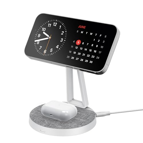 XLayer MagFix Pro 2-in-1 Ladestation Apple Wireless Charger I Standby I Magsafe Kompatibel I Magnetisch I Ladegerät I kabelloses schnelles Laden von iPhone 16 15/14/13/12/11 Pro Max Plus, AirPods