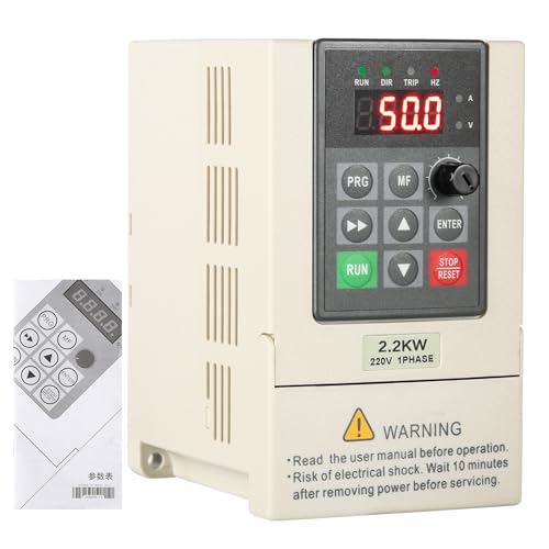 DEWIN Frequenzumrichter, 2,2 kW VFD Frequenzumrichter Einphasiger Eingang 1 phasen Ausgang Drehzahlregler zur Motordrehzahlregelung 220 V