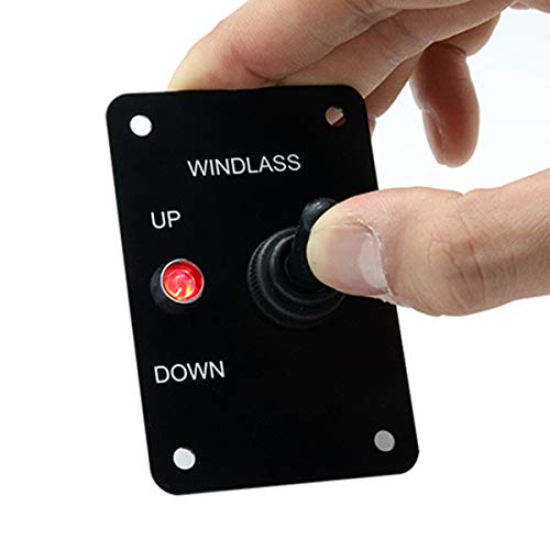 Anker Windlass, 12V 15A Ankerwinde Up/Unten Rocker Schalter Panel Marine Ankerwinde AUF- WEG- AUF Control Panel mit Rote LED Schwarz