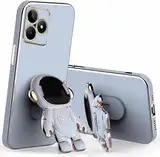 Miagon Kreativ Astronaut Ständer Hülle für Realme C53,Cute Mädchen Dünn Galvanisierte Schutzhülle Weiches Case Bumper mit Astronaut Halter Kickständer