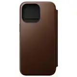 Nomad Moderne Lederhülle für iPhone 15 Pro Max Hülle Kompatibel mit MagSafe & Wireless Charging Leder Wallet Case 3 Kartenfächer 360° Schutzhülle Bumper - Braun