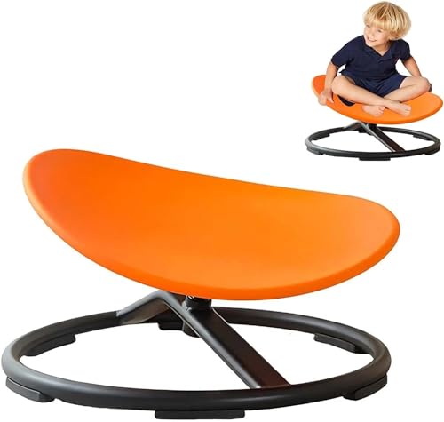 Karussell Autismus Kinder Drehstuhl, Sensorischer Drehstuhl Training Physische Koordination und Gleichgewicht, Balance Stuhl für Kinder, rutschfeste Metallbasis (Orange)