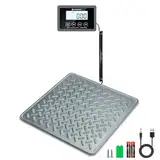 UNIWEIGH Paketwaage 200kg 440lbs,Digitale Postwaage,Starke Stahlplattform,Versandwaage mit LCD/Hold/Tara/Auto-Off Funktion,Waage für Gepäck/Lager,Batterie&USB Betrieben,Grau