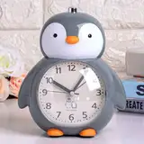 EXQUILEG Kinderwecker Pinguin Analogwecker mit Alarm Snooze und Licht ohne Ticken, für Mädchen und Jungen (Grau)