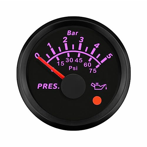 ELING 52 mm Öldruckmessgerät 0–5 bar 0–75 psi 0–10 bar 0–145 psi mit 8 Farben Hintergrundbeleuchtung und Lichtalarm für Gabelstapler Traktoren Bagger