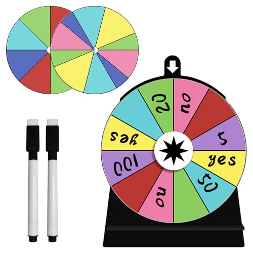 AVCXEC Glücksrad Zum Drehen, 15 * 20 cm Glücksrad Spielzeug mit 3 Drehen und 2 Markierstift, Glücksrad Zum Selbstgestalten, Roulette Spiel, für Lotteriespiele Wortspiele Karneval Party Karneval