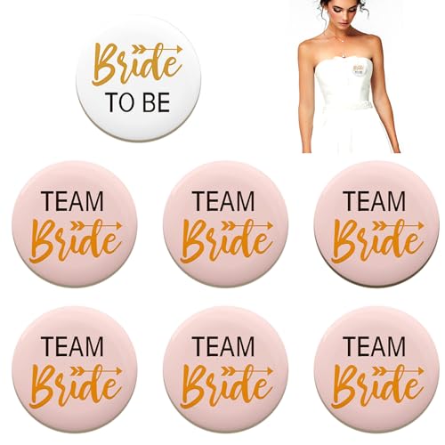 7 Stück Damenabzeichen, Team-Braut-Accessoires, Junggesellenabschied-Damenaccessoires, Team-Braut-Knöpfe, Brautjungfern-Abzeichen aus Kunststoff, Abzeichen-Zubehör für Damenbekleidung