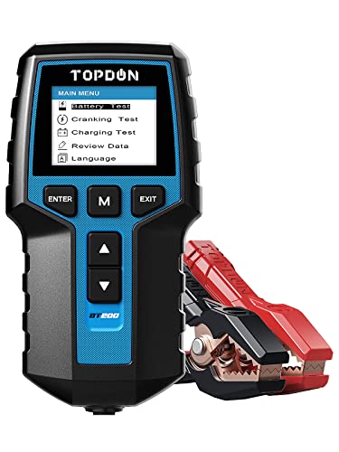 Autobatterietester 12V 24V Lasttester, TOPDON BT200 100-2000CCA Autobatterie-Tester Generatorprüfer für Kraftfahrzeuge Digitaler Autobatterieanalysator Ladekurbelsystemtester für PKW-LKW ATV Auto Boot