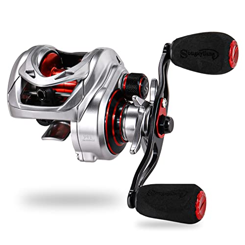 Sougayilang MAX Baitcasting Rolle 8.0:1 High Speed Gear Ratio Angelrolle 18LB Kohlefaser Drag Baitcaster Rollen mit magnetischem Bremssystem für Salzwasser Süßwasser Angeln-SL