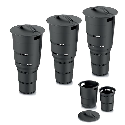 Set 3X Komposter Unterirdischer Garten 11 L Anthrazit Kunststoff H 53 cm modularer Komposteimer Bio Mülleimer