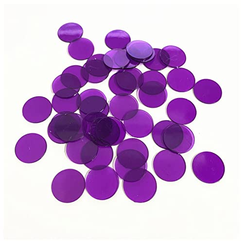 Jetons 100 stücke 1,5 cm Plastik Poker-Chips 15mm Casino Bingo-Marker for Spaß Family Club Carnival Bingo Spiel 6 Farben Jetons Chips (Size : Purple)