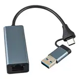 Leehitech 100Mbit/s USB C Ethernet Adapter, TYP C/USB3.0 Zwei in Eins Schnittstelle zu RJ45 Netzwerkanschluss, Geeignet für Laptops, Mobiltelefone, TV-Boxen und Switch usw