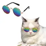 FFWTPY Sonnenbrillen für Hunde Katzen UV-Schutz Motorradbrille Runde Haustierbrille Mode Lustige für Cosplay Partys Kostüm Foto Requisiten (Mehrfarbig)