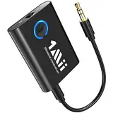 1Mii Bluetooth 5.3 Adapter für TV zu Kopfhörer, 2-in-1 Sender Empfänger, aptX-Adaptive & HD kabelloses Audio Transmitter Receiver Klinke 3,5 für Stereoanlage Flugzeug MP3 -Upgraded