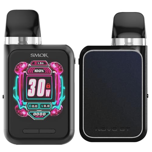SMOK Novo GT Box Kit Vollbild Vape 30W elektronische Zigarette mit 1700mAh Batterie 2ml Novo Pod M Patrone 0.6/0.8ohm Kein Nikotin (Schwarz)