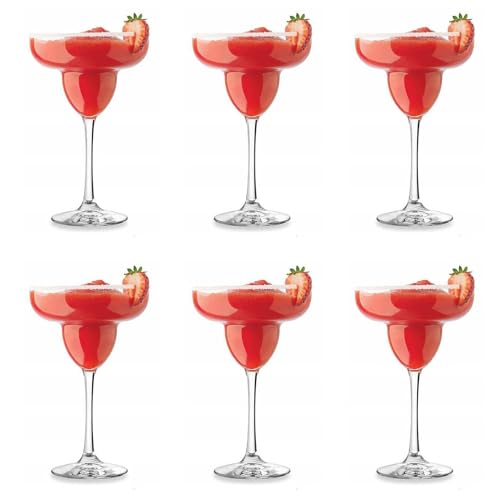 Glasmark KROSNO 1992 Cocktailgläser Coctailschalen 6-teilig Margarita-Gläser 6-er Set 6x220 ml, Rot