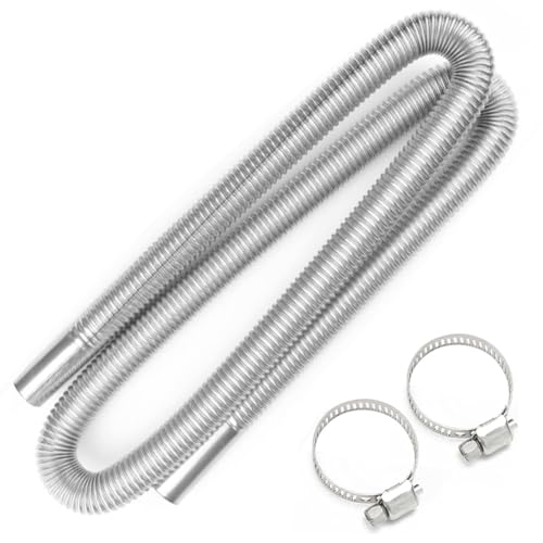 Abgasrohr für Standheizung, 100 cm Edelstahl Abgasschlauch mit 2 Klammern, Kompatibel mit Auto, Diesel-Heizung & Stromerzeuger, Auspuffrohr für Standheizungen